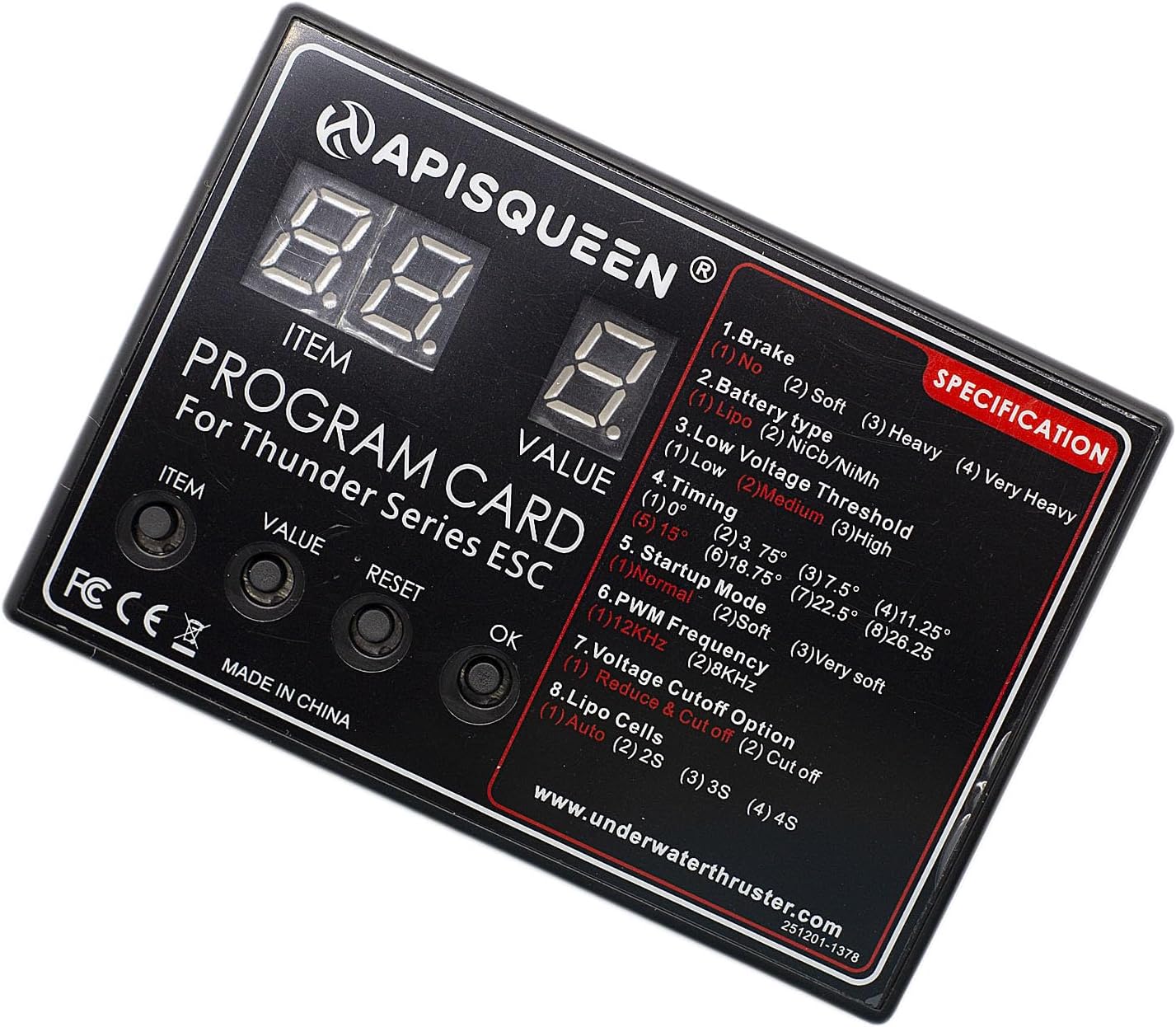 Programing Card for RC Drone Airplane Model Electronic Speed Controller(Suit for 60A/80A/100A/120A Thunder Series ESC)