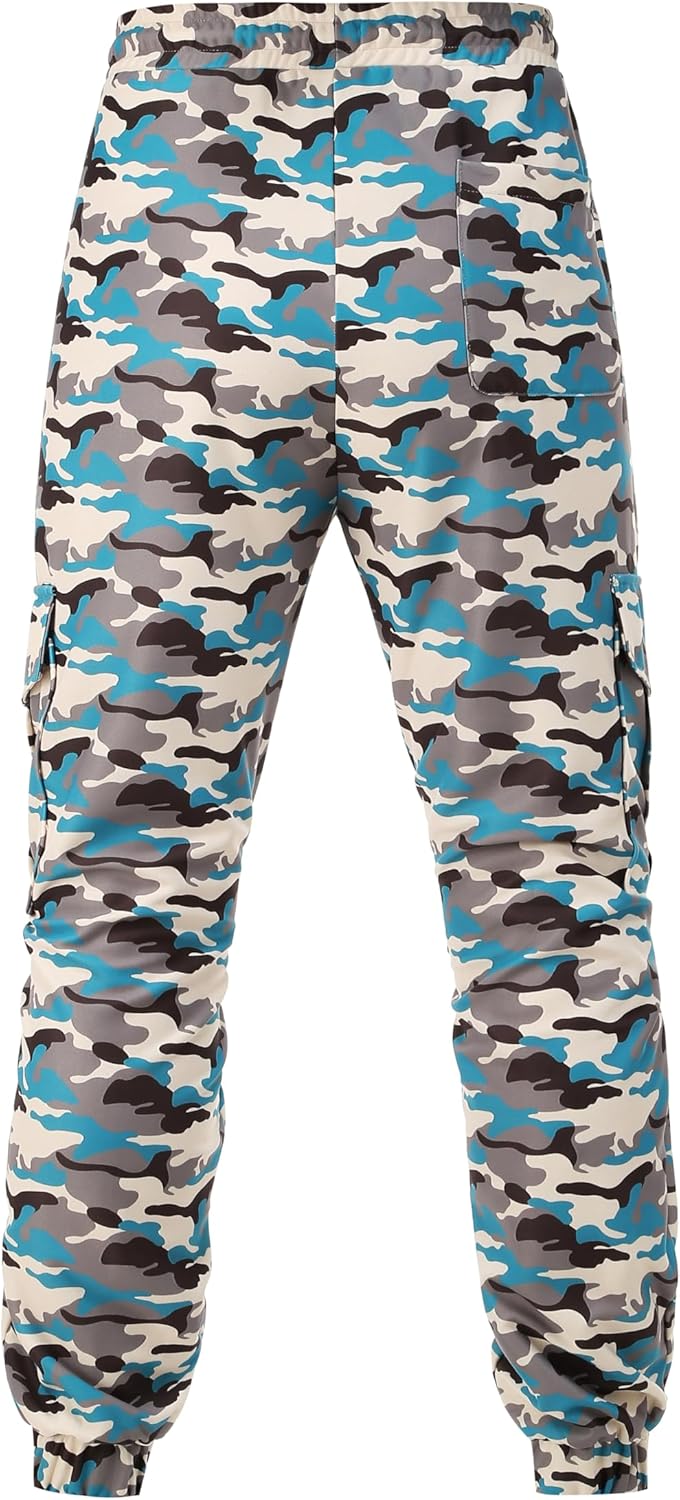 TOONRAIN Camo Cargo Pants Cargo Jeans for Men Casual Drawstring Sweatpants Camouflage Joggers Trouser with Pockets