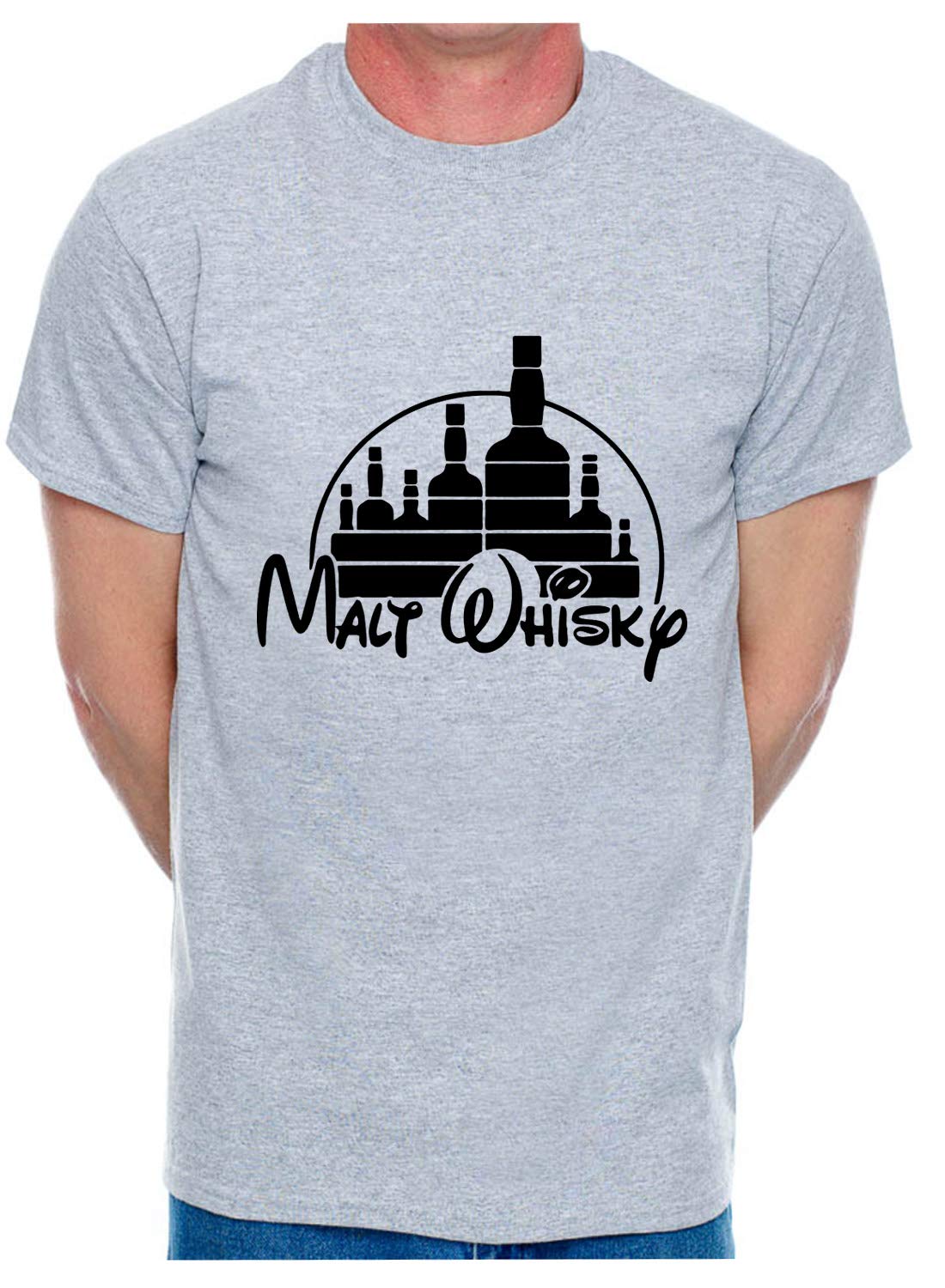 Print4U Malt Whisky Mens T-Shirt Medium Grey Black Text