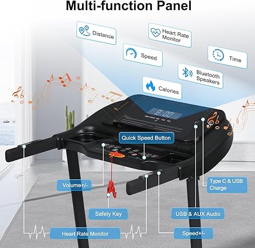 Miniatura 2 de Merax Cintas de correr para el hogar, caminadora plegable eléctrica con inclinación portátil, capacidad de 300 libras para oficina en casa, espacio