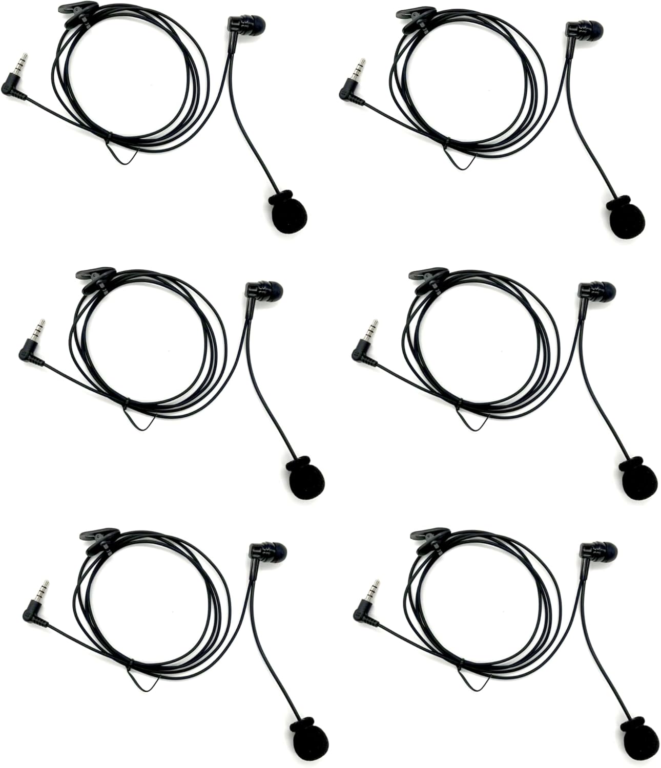 6-Pack in-Ear Style Right Left Side Referee Headset Football Soccer Coach Official Judger Earpiece for Two Way Radio Intercom Device with Boom Mic (6-Pack)