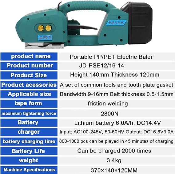 Electric Strapping Machine,Electric Strapping Machine,Portable Handheld Hot Melting Strapping Machine,Powered Baler,for 9-16 Mm PP PET Straps