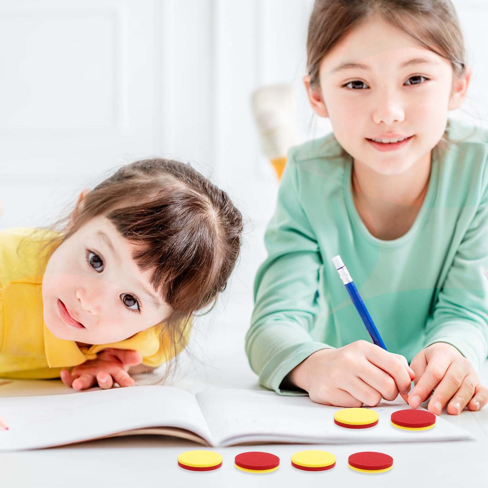 TOYANDONA 200 Stück Runde Mathematik Zählchips aus Eva für Kinder mit Zweifarbigen Zählscheiben Sicher und Leicht Handhabbar für Klassenzimmer und Lernspiele