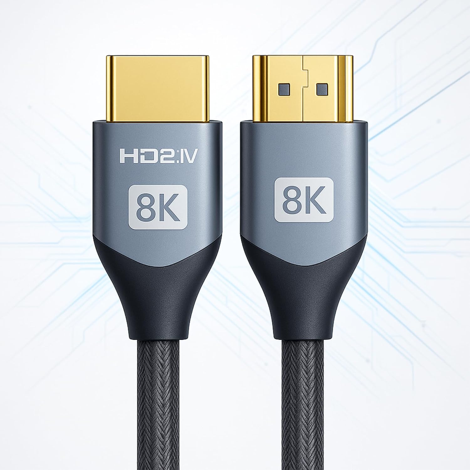 Cabo HDMI 2.1 8K 2m Ultra Rápido 48Gbps | HDR10 eARC VRR | Compatível com TV 4K, PS5, Xbox, Monitor Gamer, Projetor, PC | Conector Banhado a Ouro e Cabo Reforçado