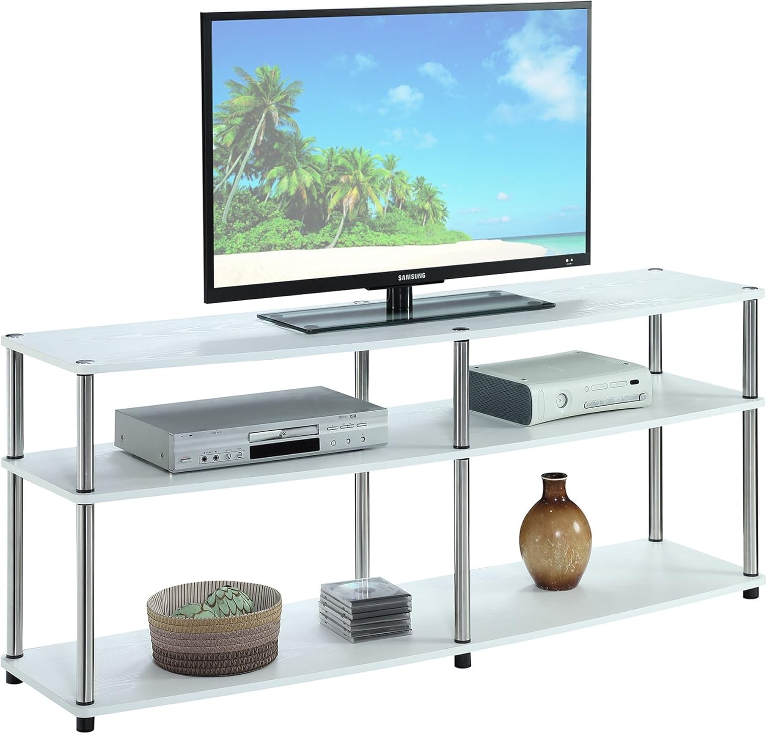 Convenience Concepts Designs2Go 3 Tier 60" TV Stand, White