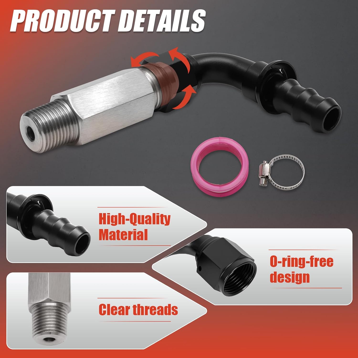 Upgraded Stainless Steel Top Heater Hose Connector for Dodge Ram 6.7L Cummins 2007.5+, 10AN Push Lock Fitting, Replaces 52014739AG, 55056711AC, 68005253AA
