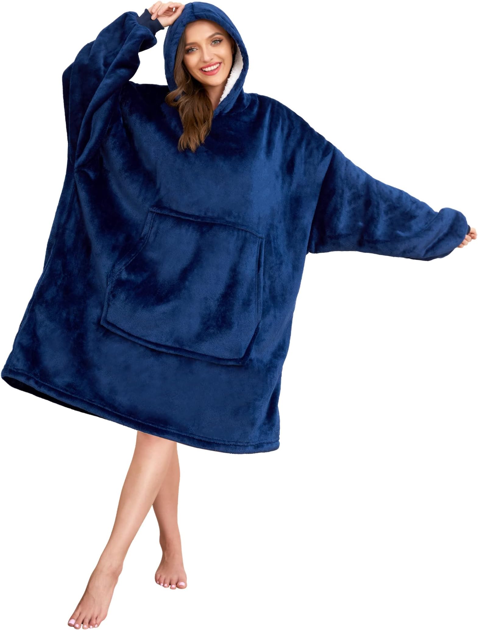 Oversized Blanket Hoodie, Wearable Blanket, Soft Sherpa Fleece Snuggle Hoodie Adult, Warm Throw Sweatshirt Robe for Women Men Teens