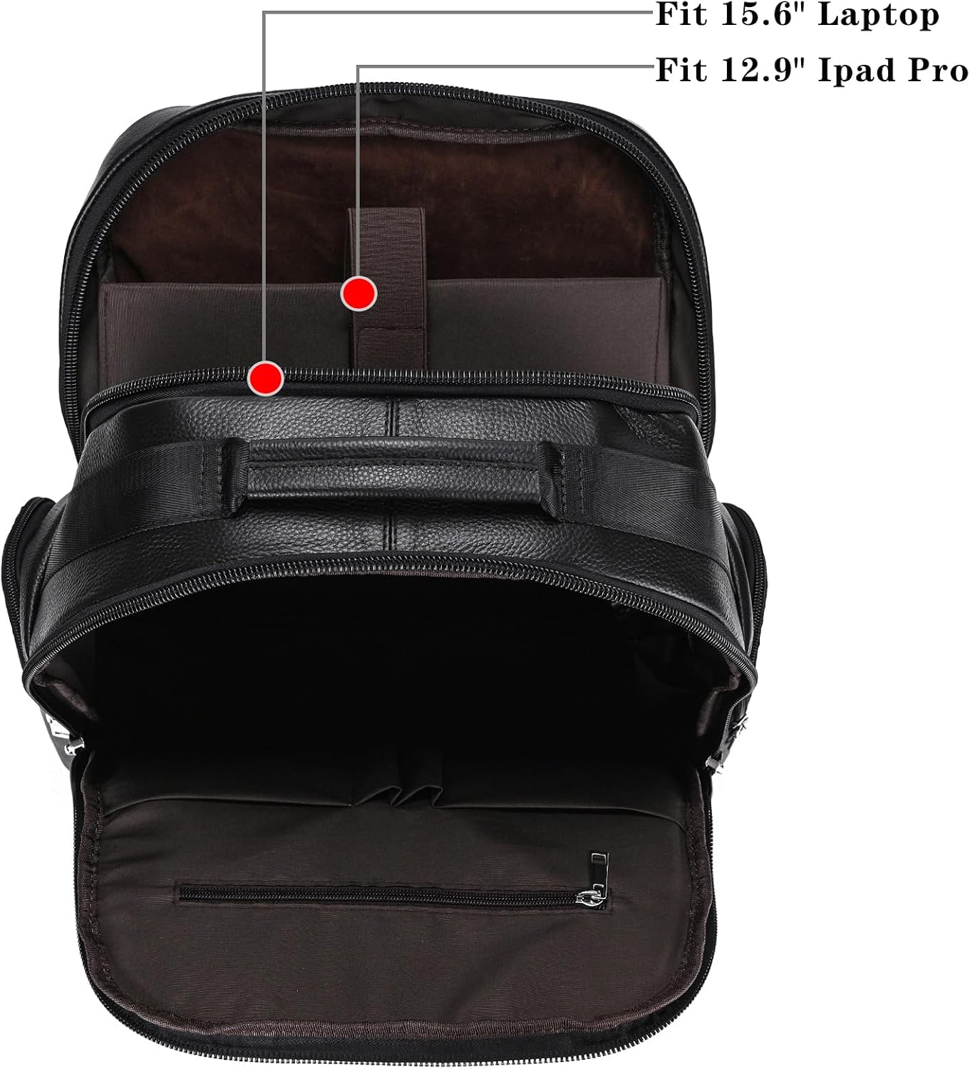 Men's Full Grain Leather Backpack 15.6" Laptop Bag Large Capacity Business Travel Hiking Shoulder Vintage Daypacks, 1823 Black