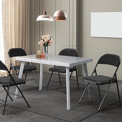 Miniatura 2 de VINGLI Paquete de 6 sillas plegables con asientos acolchados, marco de metal con asiento y respaldo de tela, capacidad de 350 libras, color negro,