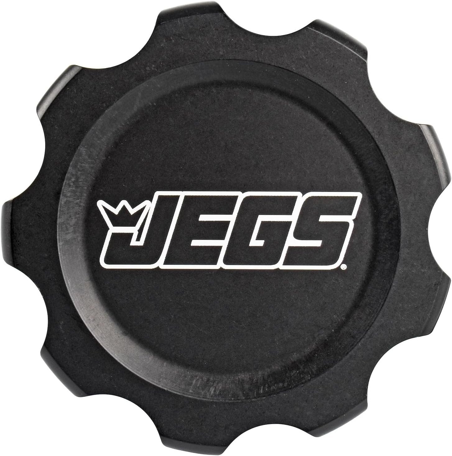 JEGS Black Fuel Cell Cap With Bung | Fits 12-Bolt Bung | Made In USA | 5.353" Bolt Circle | Anodized Black | CNC-Machined From Billet 6061-T6 Aluminum | Includes Gasket & Hardware