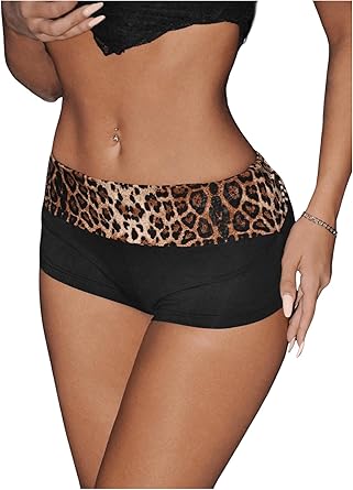 SweatyRocks Womens Leopard Print Mini Shorts Color Block Drop Waist Y2K Streetwear Shorts