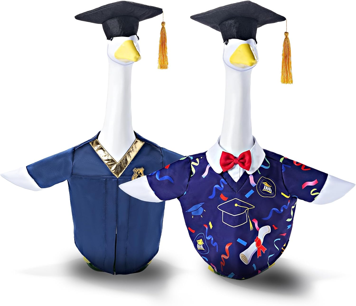 2 Sets Graduation Porch Goose Outfits for 23 Inch Statue, Breathable St Patrick’s Day Spring Lawn Goose Clothes, Outdoor Patio Yard Garden Decor Costume