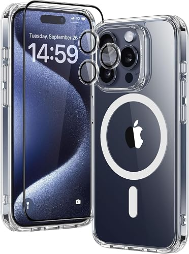 ESR for iPhone 15 Pro Case Set, 1 Tempered-Glass Screen Protector, 1 Set of Lens