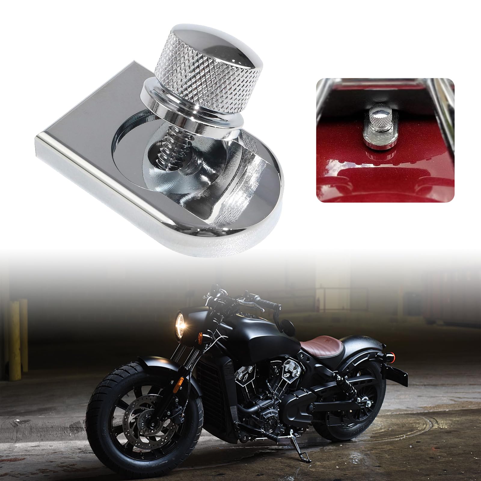 Ziciner Seat Bolt Tab Screw Mount Knob, Cushion Bolt Mount Kit, Aluminum Lug Nuts Thread Kit Compatible for Fatboy Road King Softail 1996-2021 (Silver)