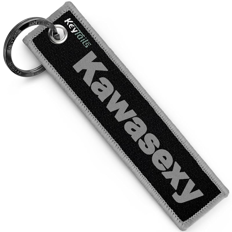 Chaveiro para motocicleta Kawasaki KEYTAILS Kawasexy cinza em tecido dupla face, 1 unidade