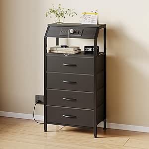 Somdot 4 Drawers Dresser With Charging Station And LED Light