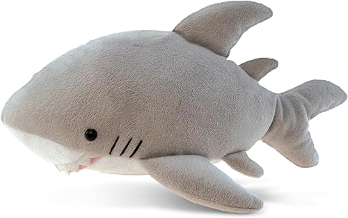 DolliBu - Peluche de tiburón – Animal de peluche súper suave tiburón gris marino, animal marino realista de peluche para niños y niñas, lindo