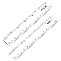 Vista 1 de Paquete de 2 reglas de plástico rectas, herramienta de medición de plástico para la oficina de estudiantes (transparente, 6 pulgadas)