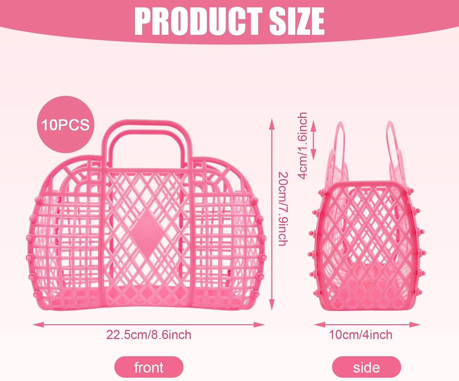 10 PCS Jelly Purse Jelly Basket Beach Bags, Reusable Plastic Jelly Beach Bag Beach Tote Gift Basket - Image 2
