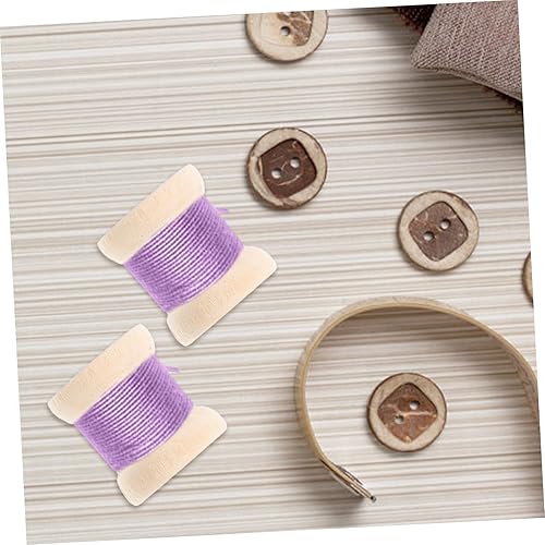 Miniatura 2 de EXCEART Carretes de madera, 100 piezas de artesanía de madera, mini accesorios, soporte de hilo, máquina de coser, bobina de bobina de madera,
