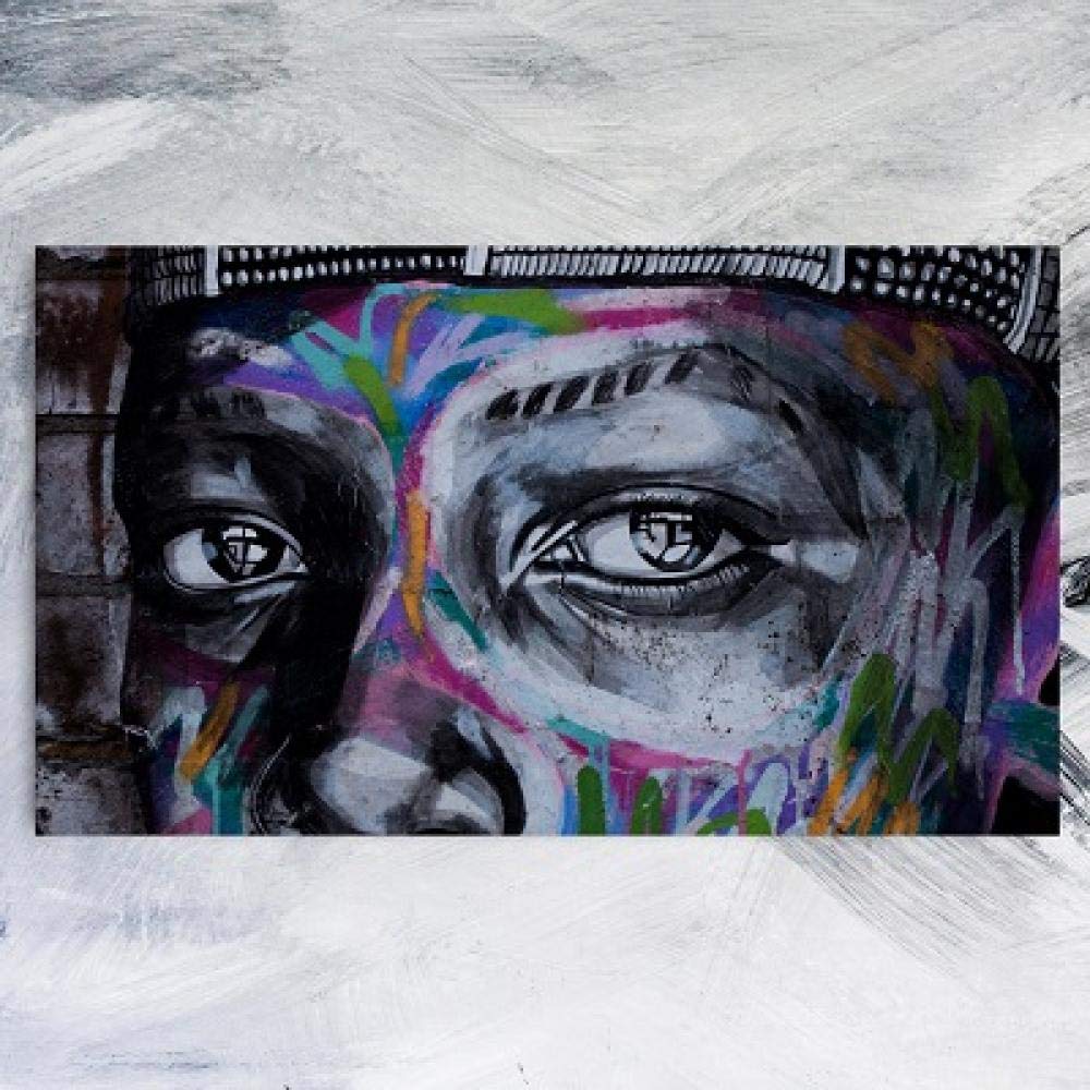 Toile Banksy Visage : Tableau Graffiti Street Art Moderne pour Salon