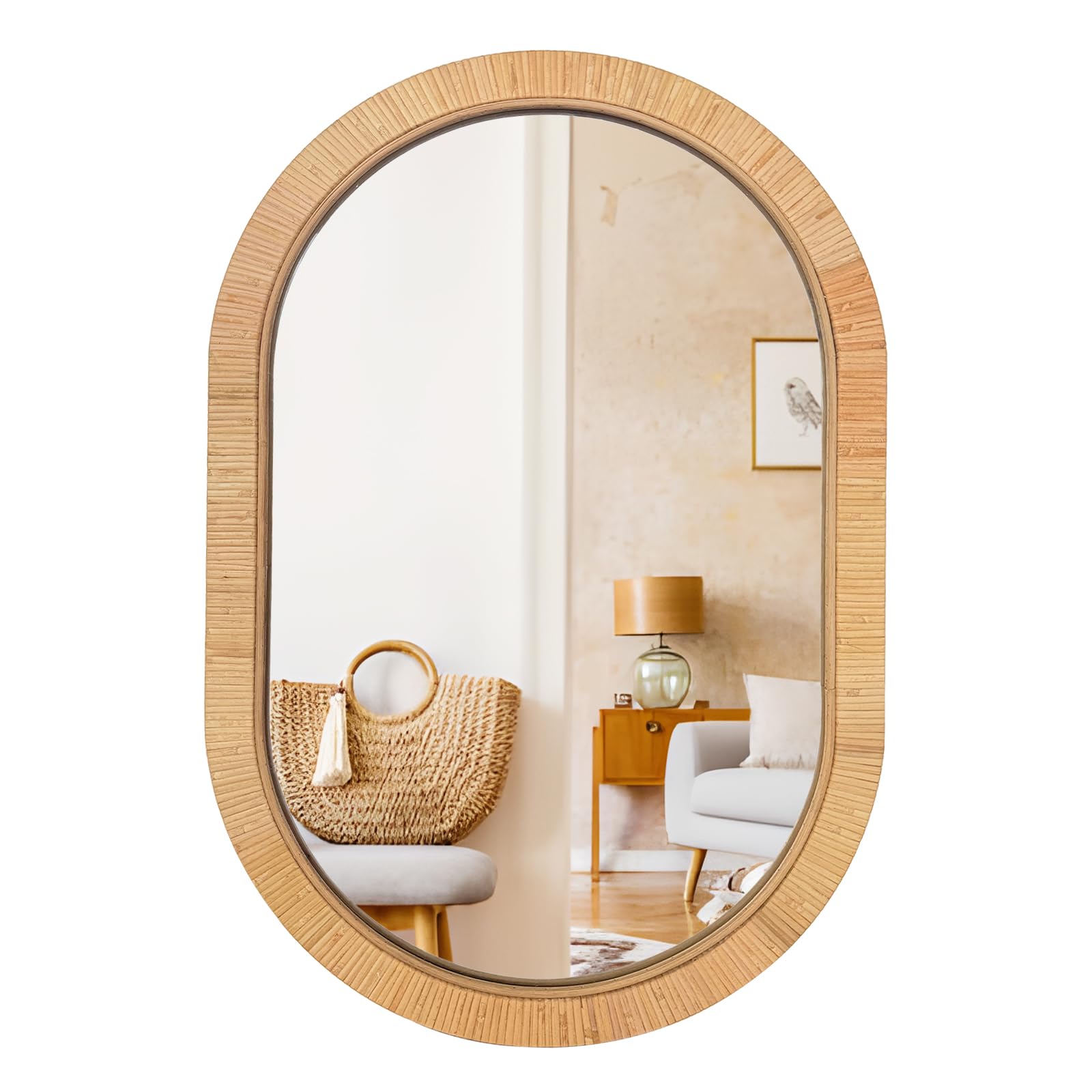 Photo 1 of inoseen 20x30 Oval Rattan Wall Mirror