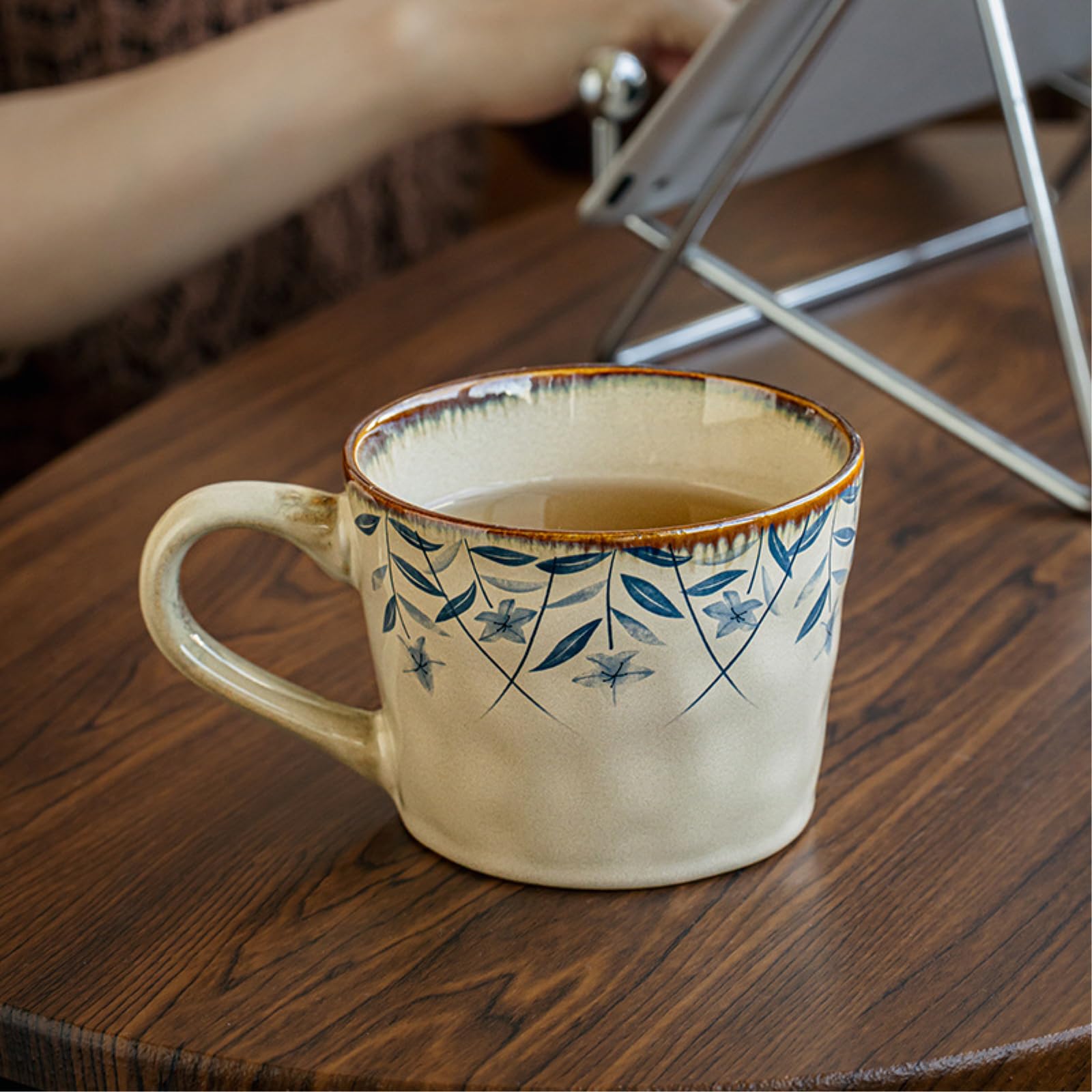 Taza de cerámica creativa de 385 ml, taza de café con leche, globo de flor