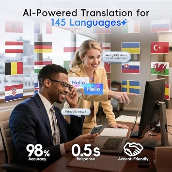 GetD AI Glasses, Smart Glasses Powered by ChatGPT, Real-Time AI Translation | Photochromic lens, AI translation in 145 languages, Handsfree calls, Immersive audio, Holds AI conversations