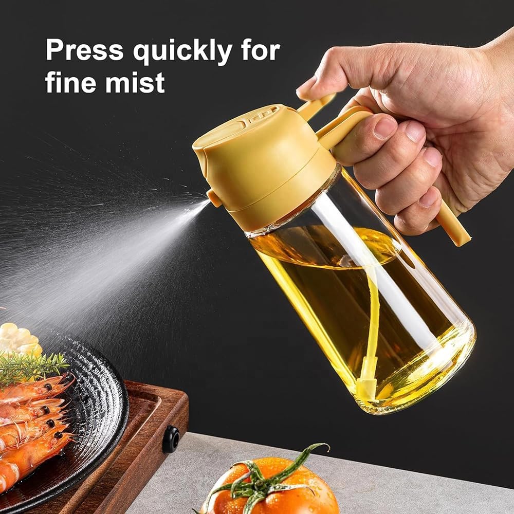 Glass Olive Oil Dispenser Bottle with Handle – Drip-Free Oil Pourer for Kitchen Cooking, Salad Dressing & BBQ – Leak-Proof, Easy-Pour Design for Olive Oil, Vinegar & Soy Sauce (Mustard)
