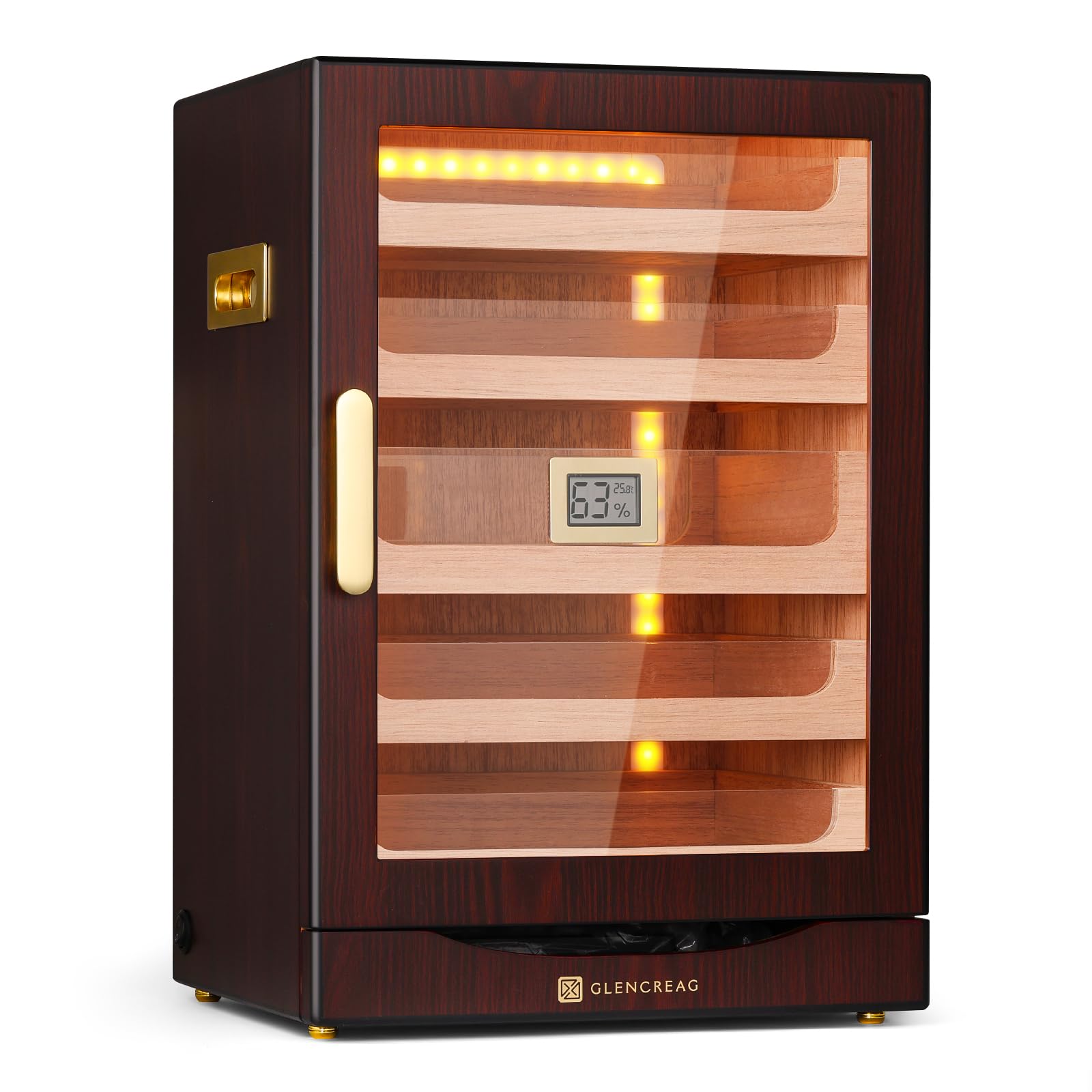 Cigar Humidor Cabinet with Automatic LED Light, Extra Large Size for 250 Cigars, Spanish Cedar Lining, Tight-Seal Magnetic Door, Adjustable Hygrometer, Gift for Cigar Lover