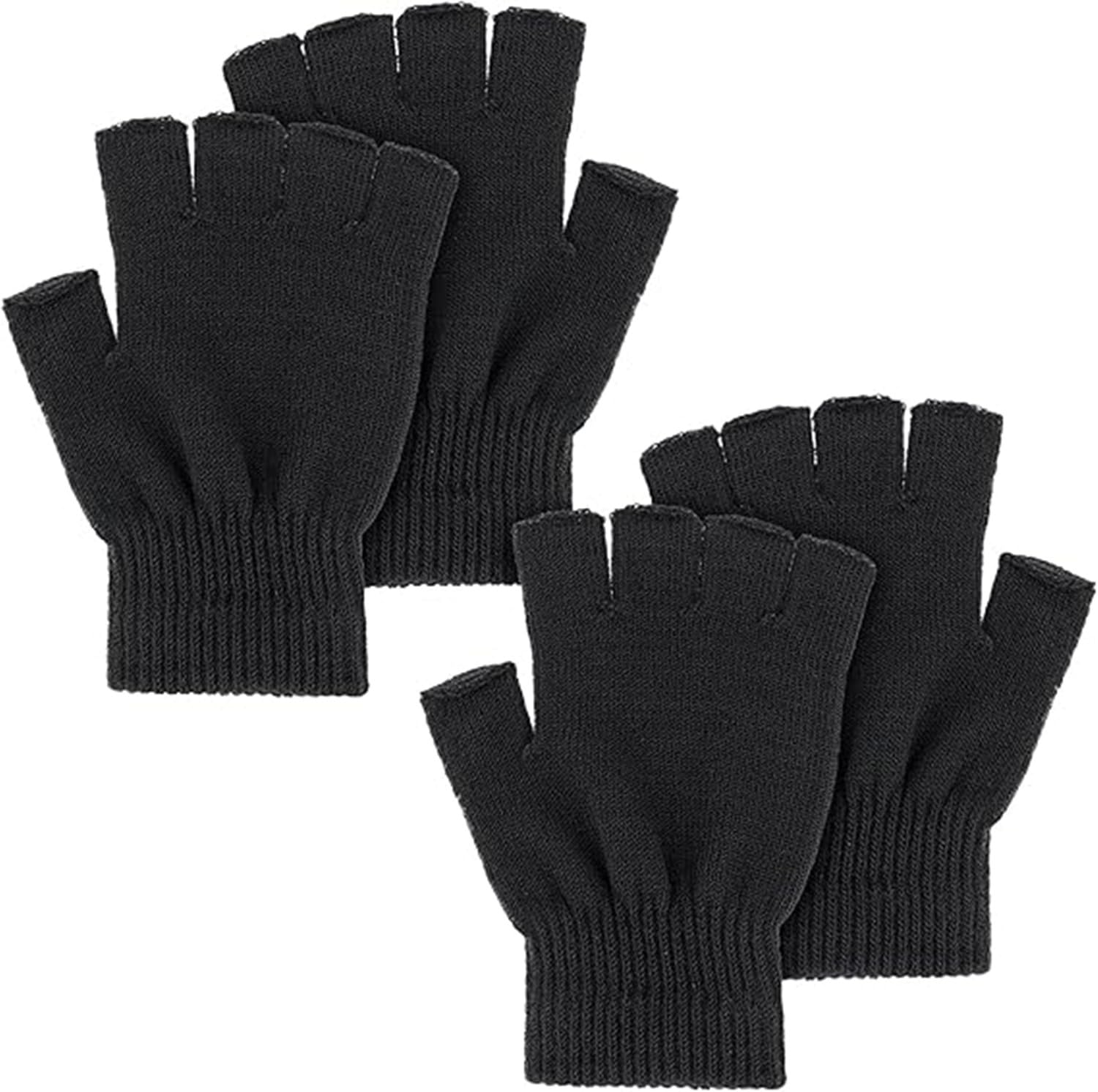 Mitaine Noire LATRAT Gants D'Hiver Demi-Doigts Mitaines