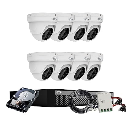 TVS Electronics Full HD 2MP Cameras Combo KIT 8CH Full HD DVR + 8 Dome Cameras + 1 TB Hard Disc + Wire Roll + Supply & All Required connectors