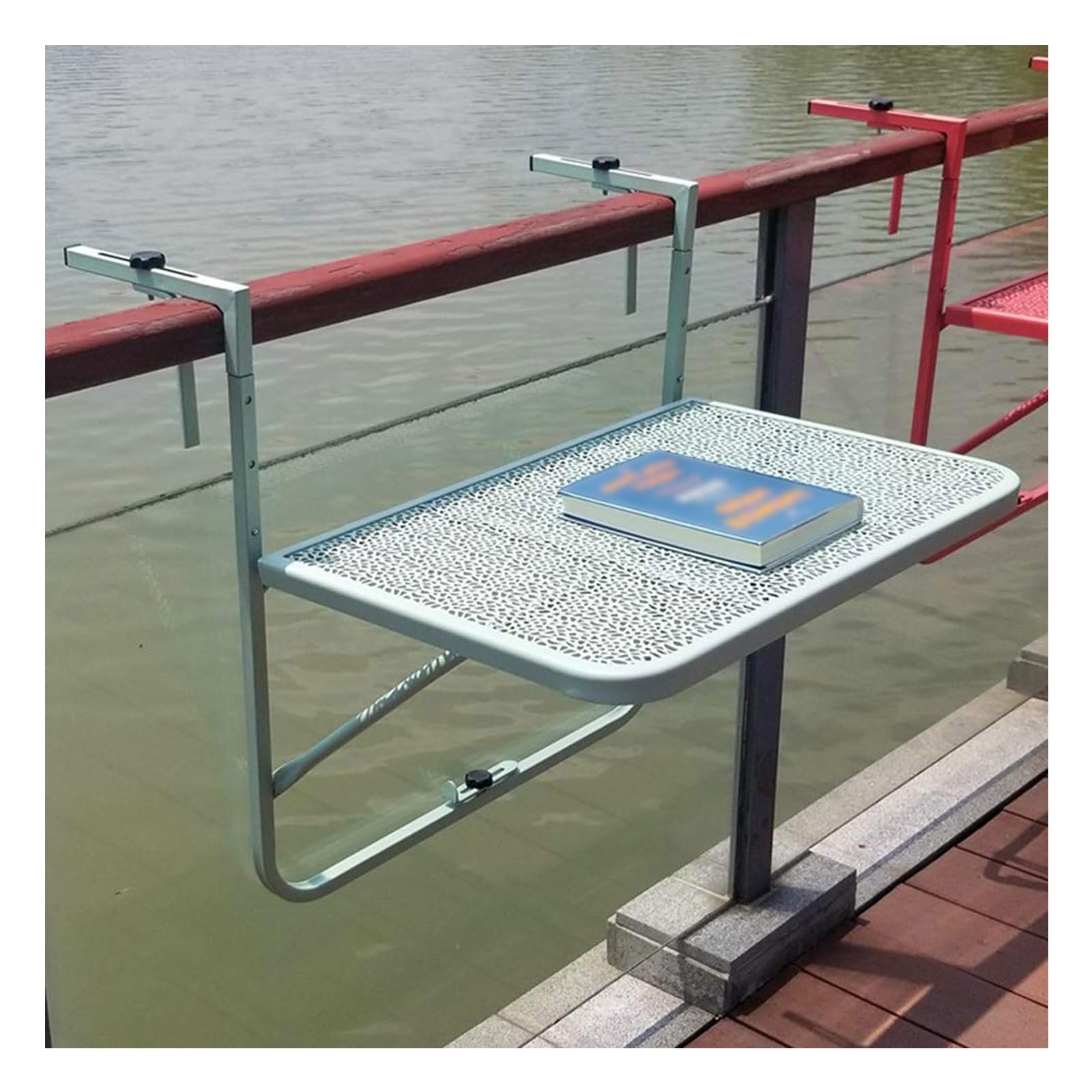 Mesa de bar plegable ahorra espacio para barandillas estrechas de hierro