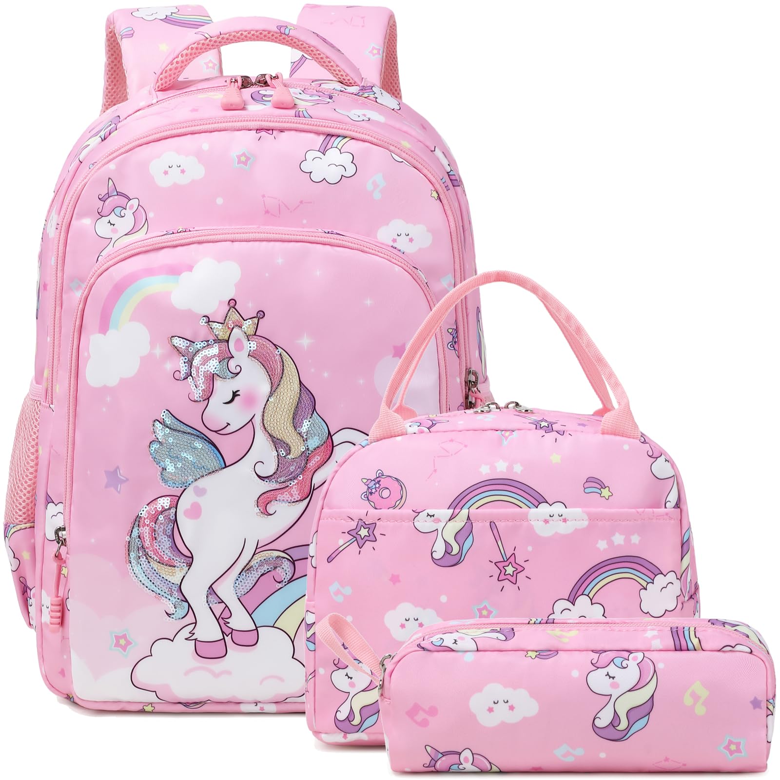 Girls Backpack for Elementary Kids School Bookbag Set Cute Unicorn Backpacks for Girls Water Resistant