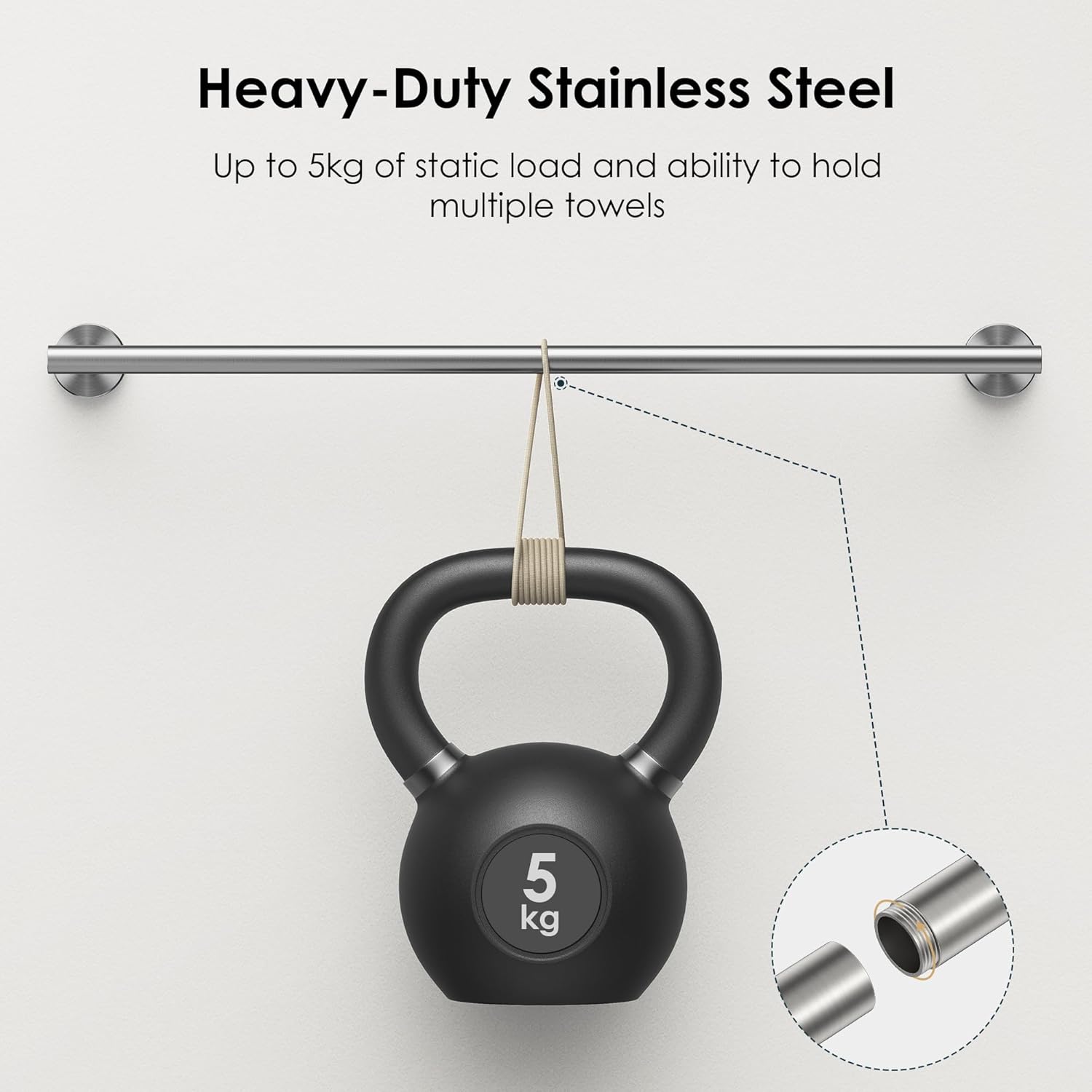 FORIOUS 5 Pieces Bathroom Hardware Accessories Set, SUS304 Stainless Steel 24 Inch Towel Bar Set, Modern Towel Racks Holder for Bathroom Wall Mounted, Brushed Nickel