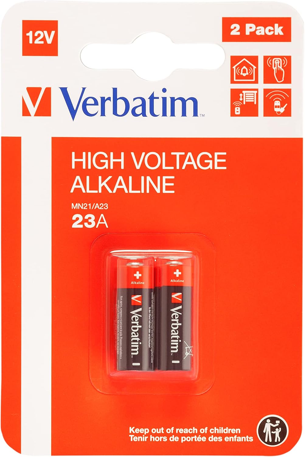 Verbatim Alkaline Battery 23A (MN21/A23) 12V 2 PK, W126280908 ((MN21/A23) 12V 2 PK)