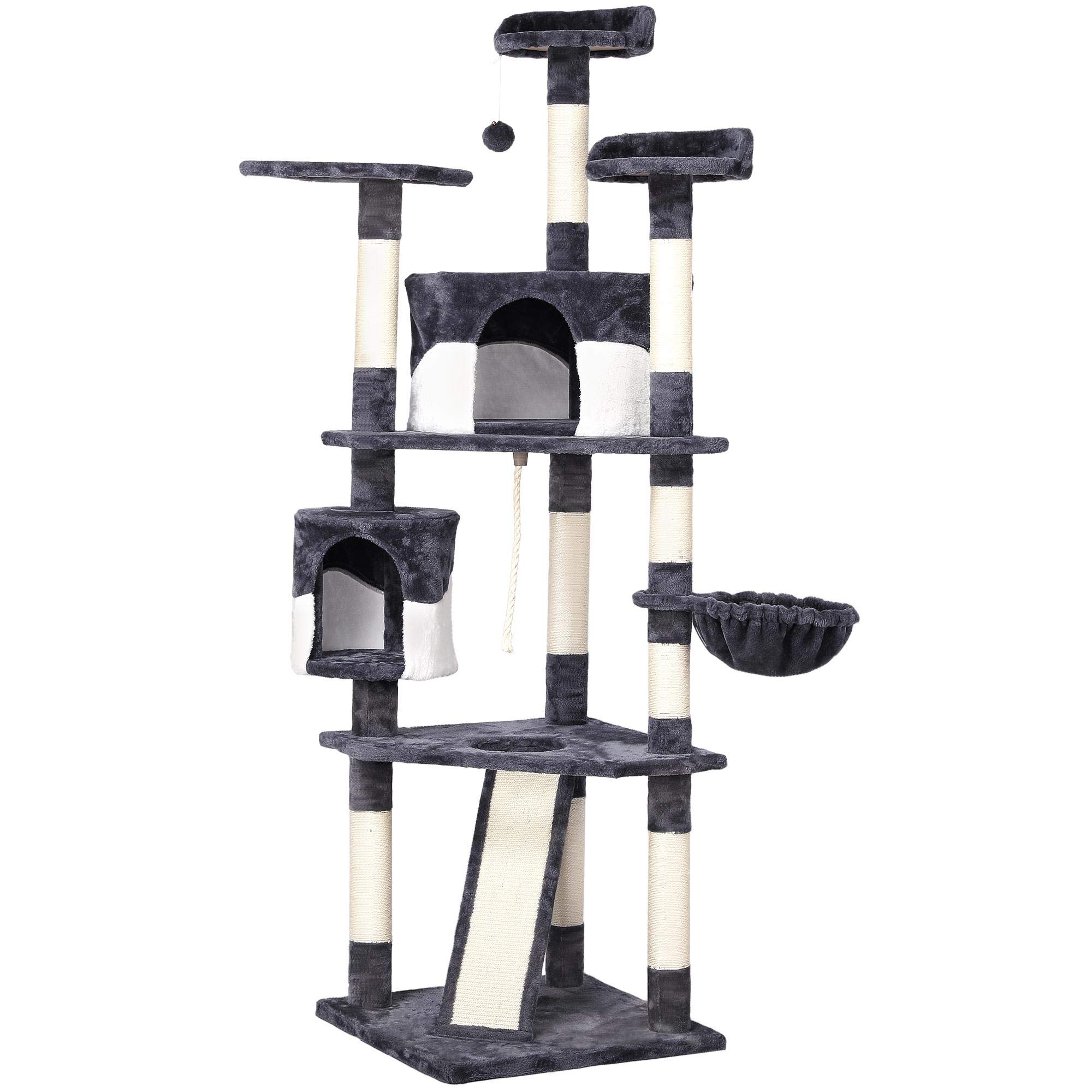 Topeakmart 79 inch Multi-Level Cat Tree Kitty Pet Play House Cat Tower for Activity with Scratching Posts,Two Condos and Comfortable Perch