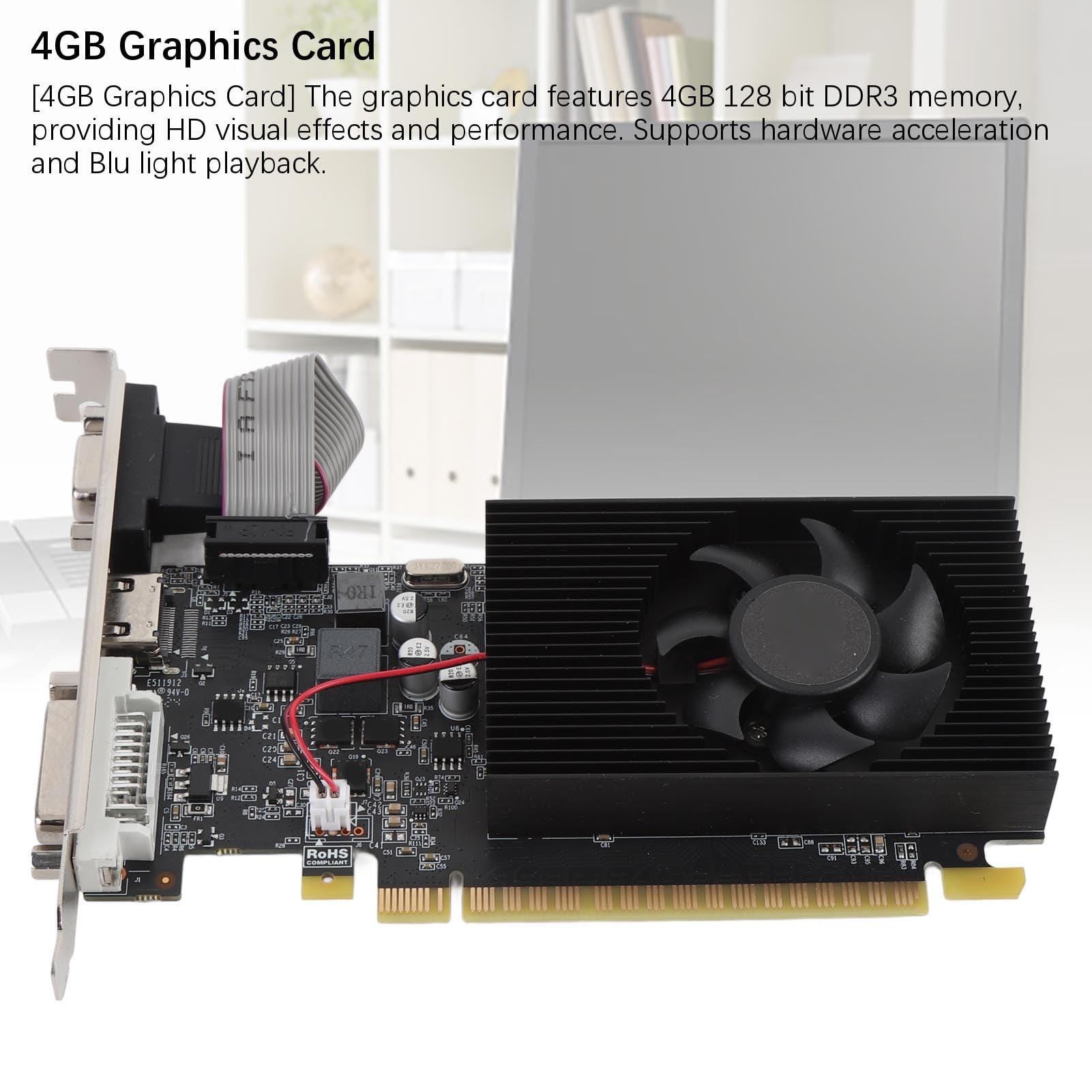 Scheda Grafica GT740, Memoria DDR3 da 4 GB a 128 Bit, Interfaccia Multimedia DVI VGA HD, Scheda Video del Computer PCI E 3.0 X16 con Fan