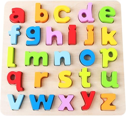 Babe Rock Alfabeto de madera Aprendizaje Rompecabezas Educativos Juguetes de Aprendizaje Madera ABC Letras Rompecabezas Colorido Bloques de