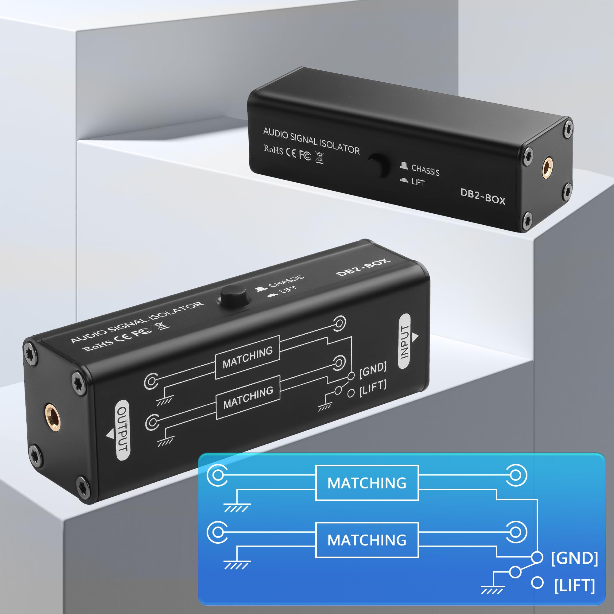 CERRXIAN Isolatore acustico da 3,5 mm, eliminatore di ronzio, isolamento del segnale audio da 3,5 mm, elimina le interferenze acustiche, elimina il ronzio del circuito di messa a terra per uso in