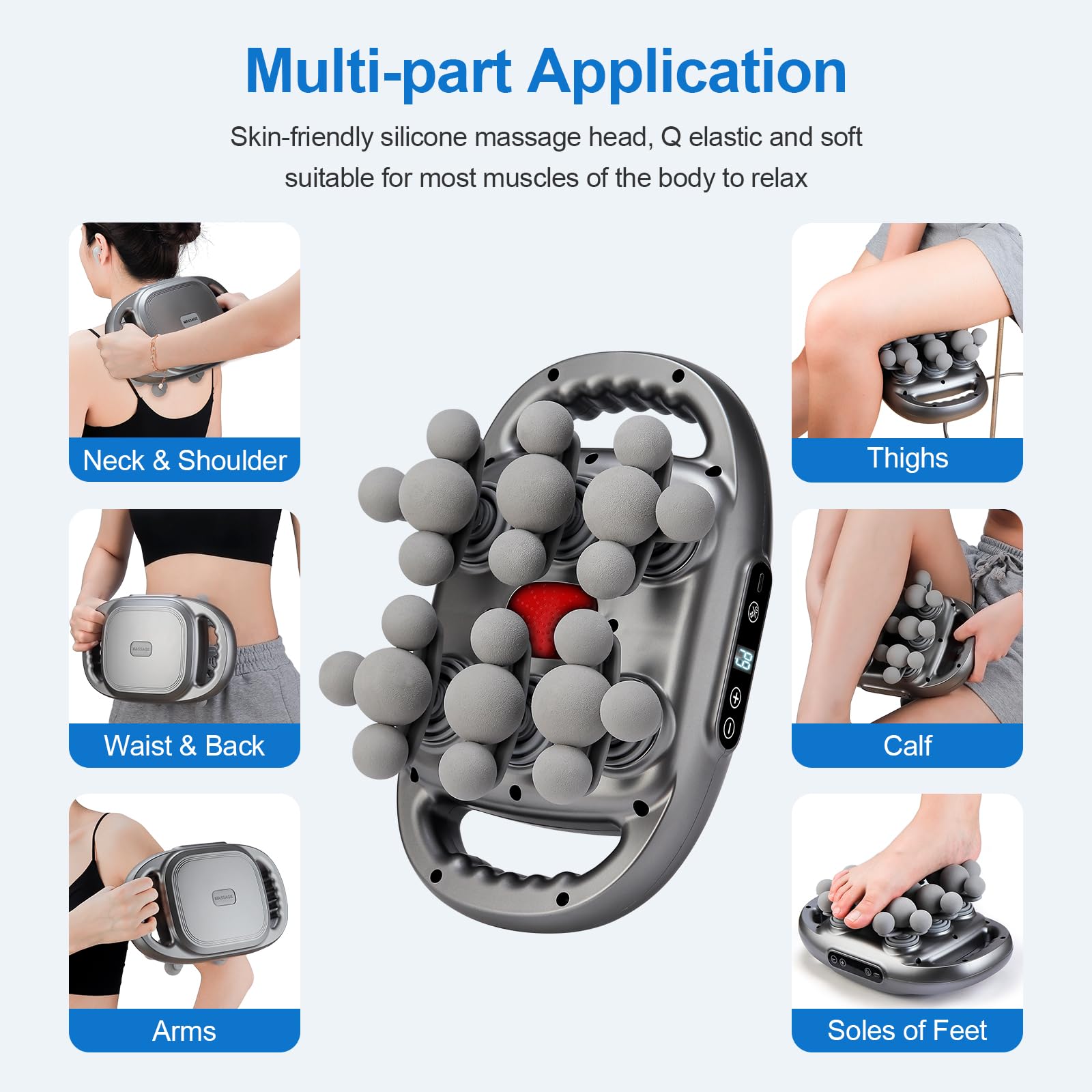Pistolet de massage à 22 têtes, pistolet de massage pour massage musculaire, avec 9 modes de massage et 9 vitesses réglables, pour douleurs musculaires du dos, des épaules, des jambes, des pieds, du