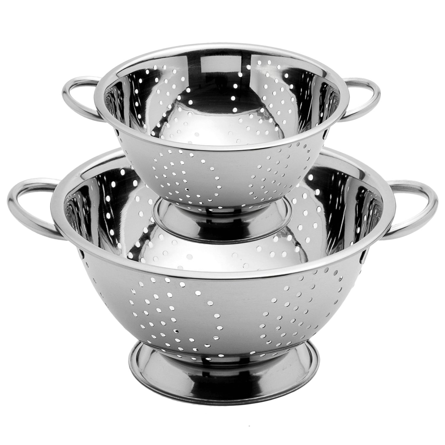 Menax - Stainless steel kitchen sieve - colander - strainer with handles - set of 2