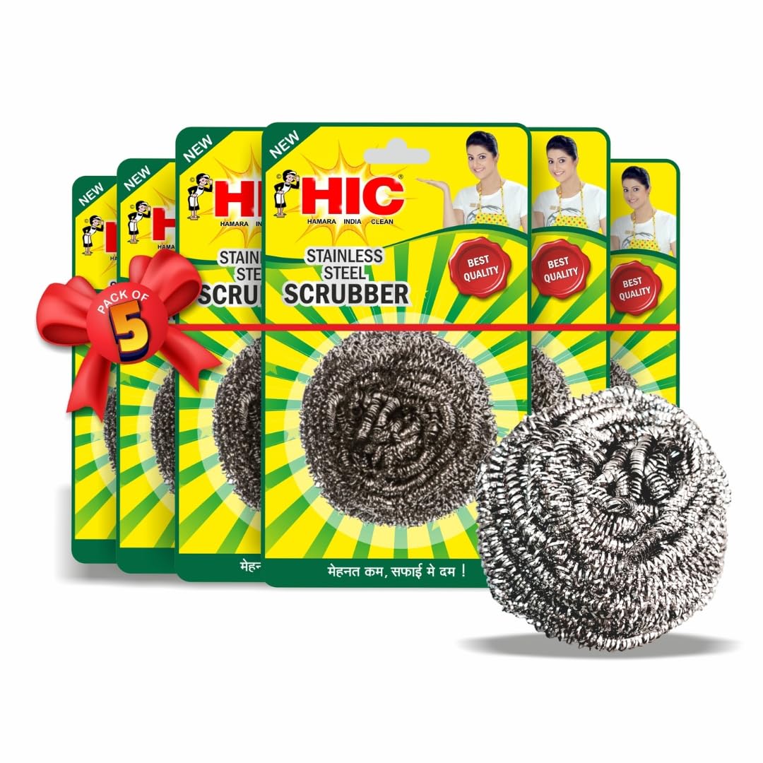 HIC Stainless Steel Scrubber 15 Grams Non Rusting Wire Scrubbers for Tough Stain Removal |Kitchen Oily Steel Glassware Aluminium Dishes Plates Utensils Cleaning,(5x2 Pcs) Set of 10 (B07MF9WG39) Amazon Price History, Amazon Price Tracker