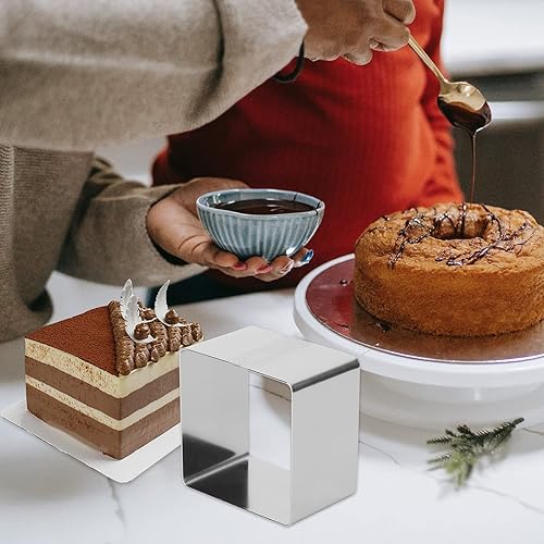 Miniatura 8 de Molde cuadrado útil para mousse de acero inoxidable, anillo para tartas, cortador de mousse, molde de postre, molde de pastelería, herramienta para