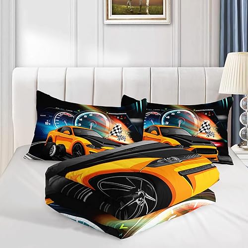 Vista 14 de Axolotl Kid Comforter Set Twin Size,Racing Car Bedding Set for Boys Girls Teen Kids Children Racing Gifts,Race Cars Quilt Bed Set with 1 Comforter 2