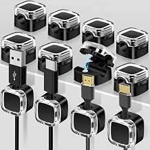 Lot de 12 supports de câbles, organiseurs de câbles magnétiques, supports de rangement magnétiques, supports de câbles autocollants, gestion des câbles pour bureau, câble de charge HDMI USB (noir)
