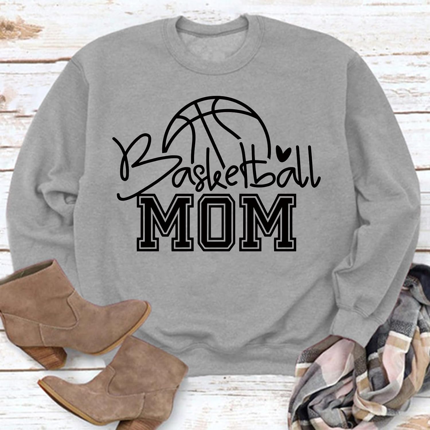 Womens Basketball Mom Sweatshirt Long Sleeve Crewneck Basketball Graphic Shirt Casual Loose Athletic Pullover