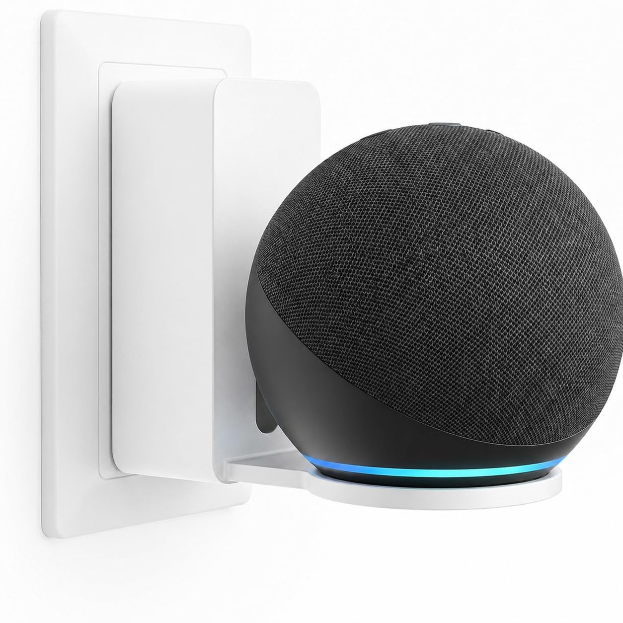 Soporte de Pared para Echo Dot y Alexa, Sin Taladro, Enchufe Directo, Compatible Echo Dot 3ยช 4ยช 5ยช Gen, Echo Pop y Google Nest Mini, Gestiรณn de Cables Integrada (Blanco)