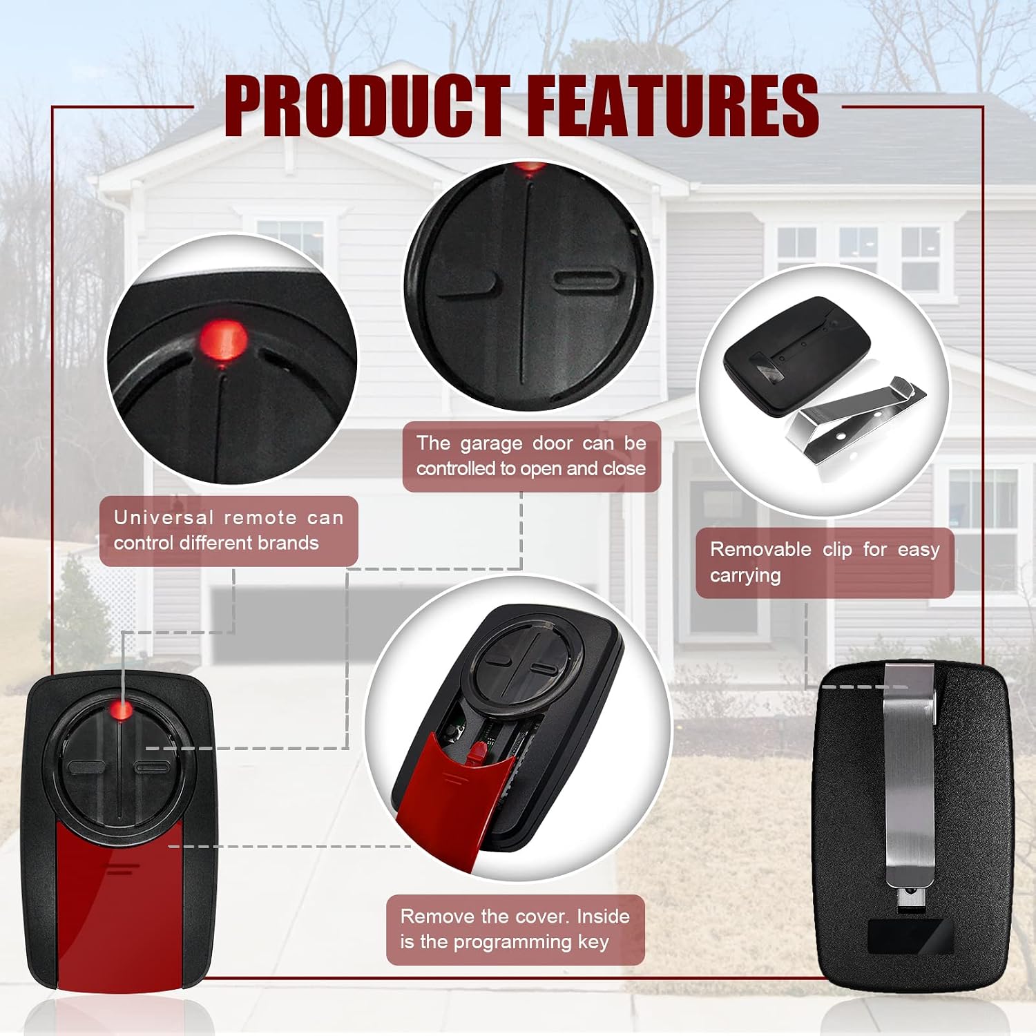 New Upgraded 380UT 375UT Universal Remote Control Replace Liftmaster Garage Door Opener, Compatible with 375lm New Liftmaster Door Remote Control, 2-Piece Package