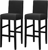 Vista 17 de Lellen Juego de 2 fundas para taburetes de bar, fundas elásticas y lavables para asientos de taburetes de bar, fundas extraíbles para sillas de bar